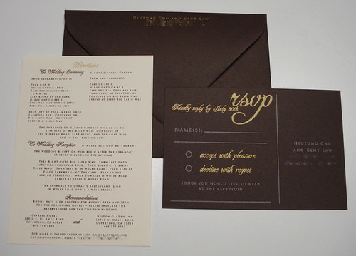 Wedding Invitations - Hiu and Kent, Black Brown Wedding Invitations, wedding cakes, flowers, invitation, photos, gowns, dresses