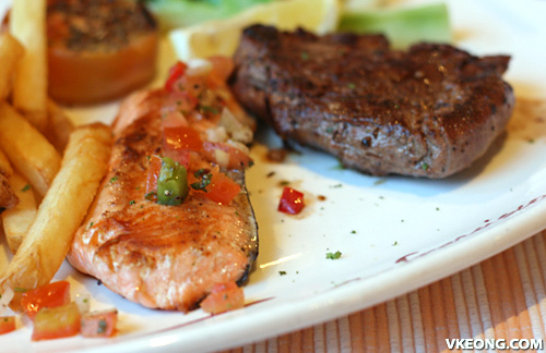salmon and fillet steak