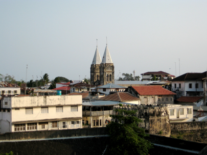 Stonetown roofscape: the towers in the background are a Catholic cathedral -several major religions are represented here