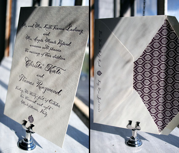 Calligraphy letterpress wedding invitation - Haddington design, by Smock