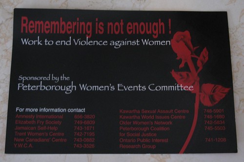 December 6 - Remembering is Not Enough - Work to End Violence Against Women