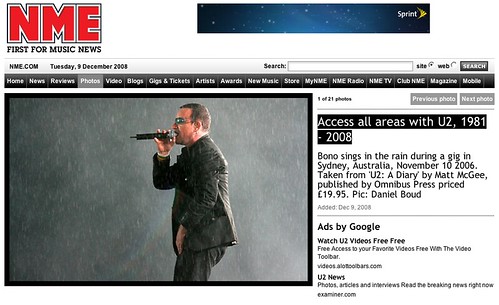 NME features U2 - A Diary