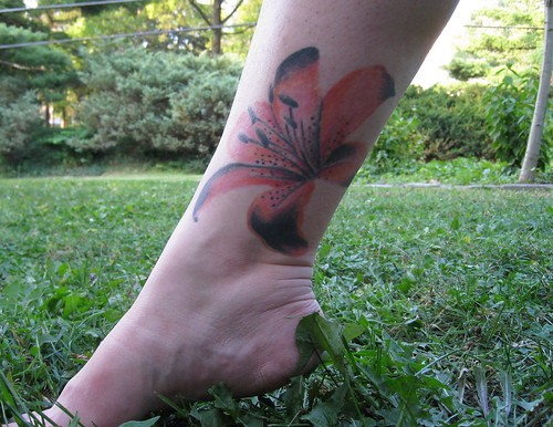  Orange Flower (Tiger Lily) Tattoo 