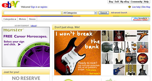 Ads on the eBay homepage