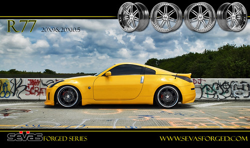 350Z Yellow R77 Black Wheels