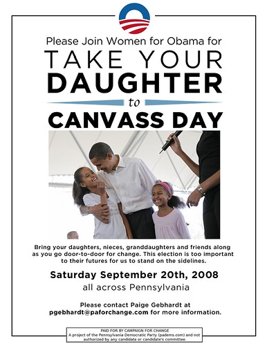 Bring Your Daughter To Canvass Day - Sept 20 in PA