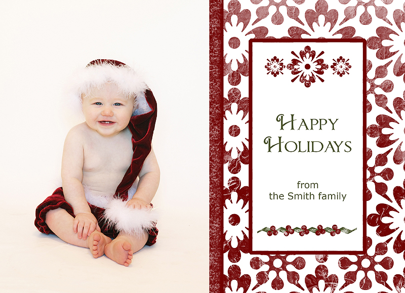 red floral holiday card sample