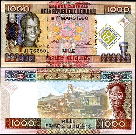 1000 Frankov Guinea 2010 pamätné vydanie