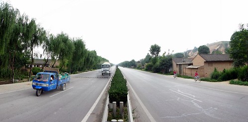 Wide smooth China National Highway G312 near Pingliang, Gansu Province, China