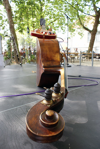 double bass with guitar on top