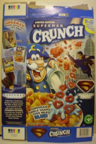 Front of Superman Crunch Cereal box