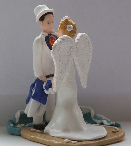 Angel Bride and Superman Groom Fimo Wedding Cake Toppers on Flickr Photo 