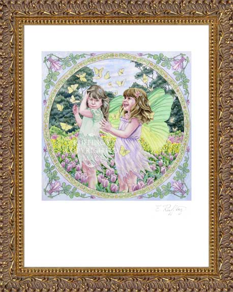 "Fairies and Butterflies" ER8 by Elizabeth Ruffing, Print Framed