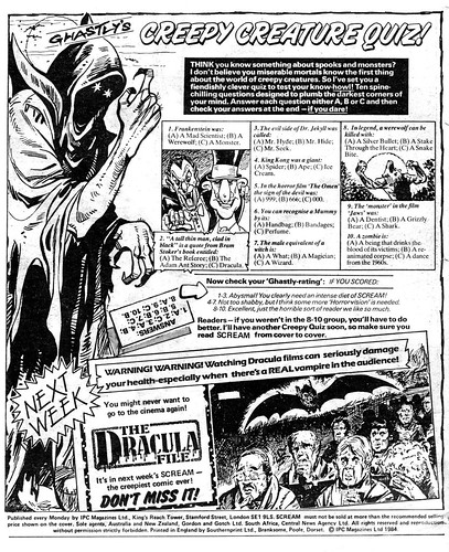 1984-04-07 Scream 03 31 Editorial - Ghastly's Creepy Creature Quiz (by senses working overtime)