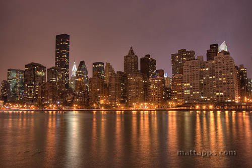 new york city skyline at sunset. New York Skyline at night