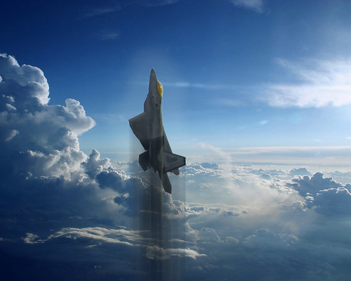 Fighter airplane picture - Climbing F-22 Raptor