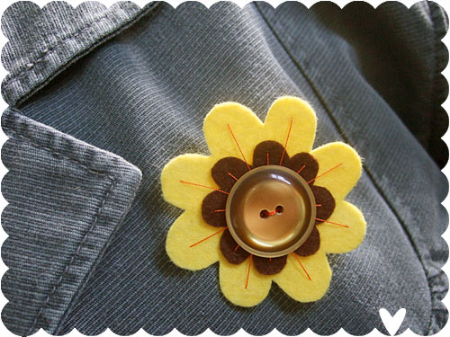 Vintage Button Brooch