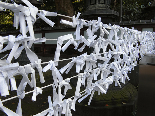 paper fortune at Ueno Toshogu shrine