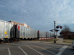 Westbound BNSF Railway empty unit coal train. Brookfield Illinois. December 2006.