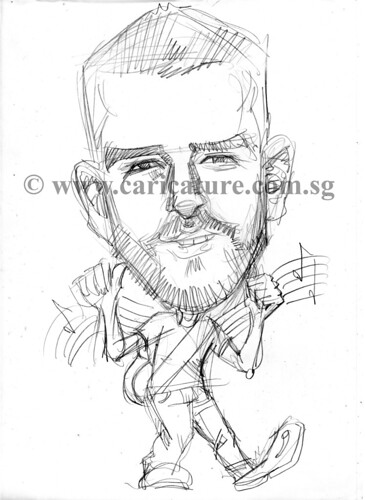 Celebrity caricatures - Justin Timberlake pencil sketch watermark