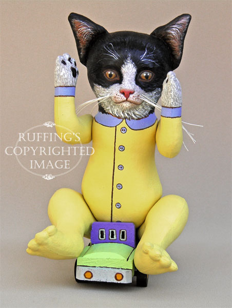 Ziggy Original Tuxedo Kitten Folk Art Doll by Elizabeth Ruffing