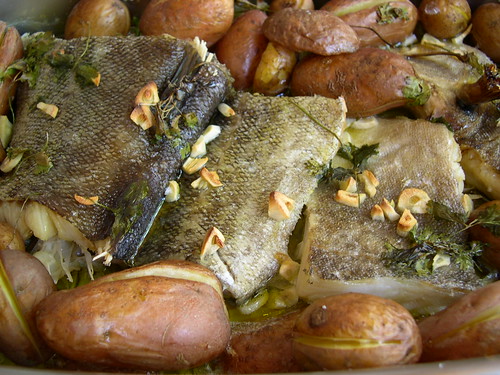 Bacalhau assado com batatas