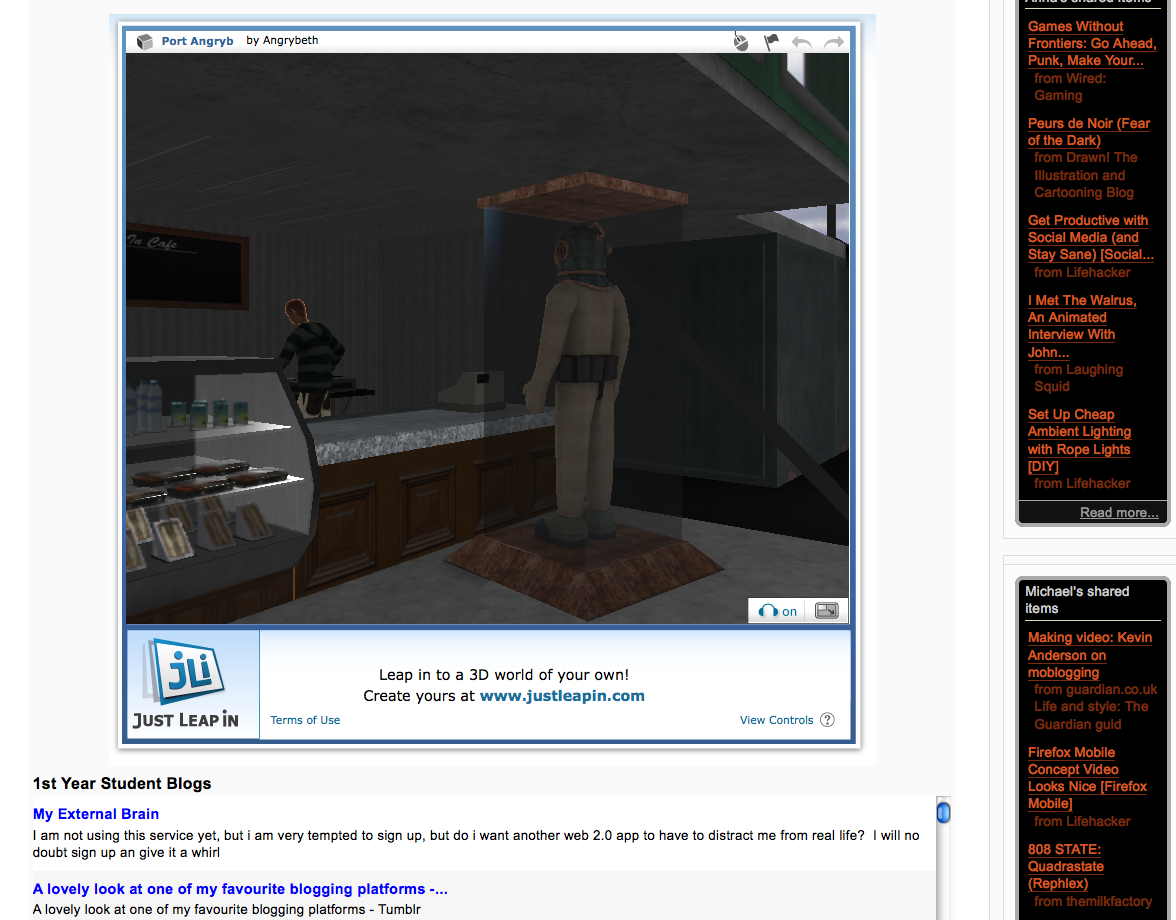 Embedding 'Just Leap in' - 3D Scene into Moodle