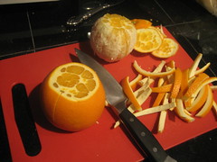 Peeling the oranges