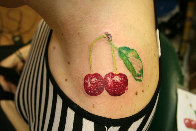 cherries tattoo by Mirek vel Stotker