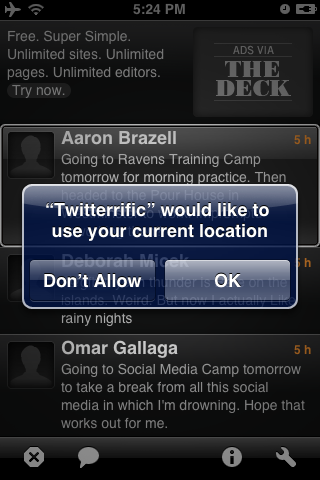 Twitterrific with Geolocation