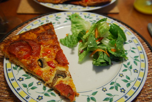 Pizza and salad