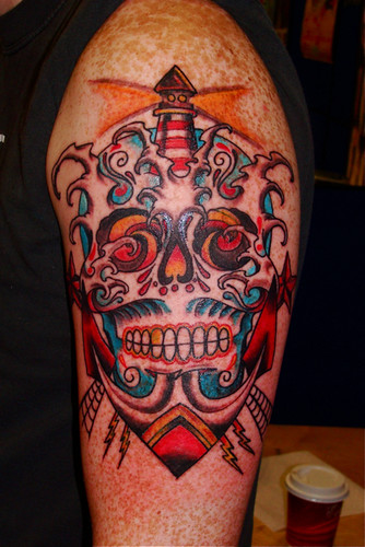 mexican skull tattoo. Nautical Mexican skull