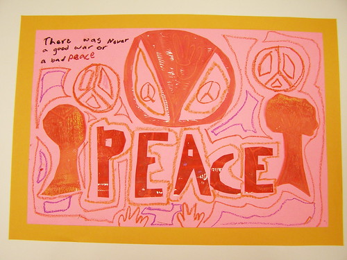 mlk quotes on peace. monotypes collaged with peace quotes 6th grade