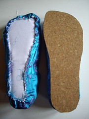 Blue brocade slippers - an experiment!
