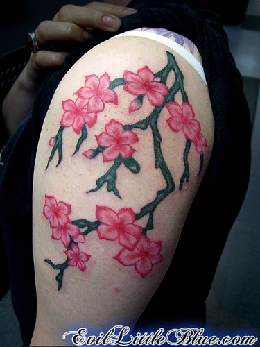 cherry tree branch tattoo. japanese cherry tree branch.