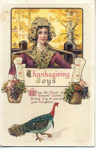 Vintage Thanksgiving postcard Sequins