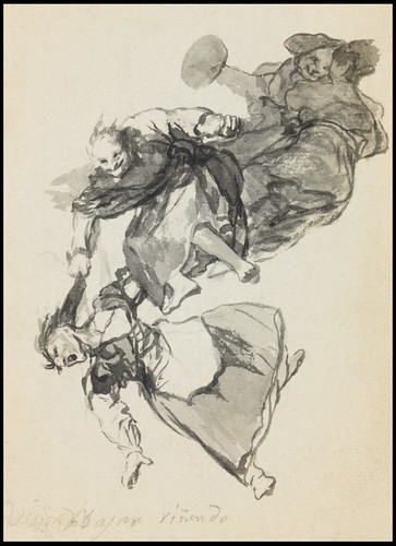 'Vision de bajar riñendo' IN- Witches and Old Women Album by Francisco José de Goya y Lucientes (date is still debated 1797 to 1825)