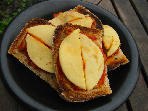 Toast with pizza topping