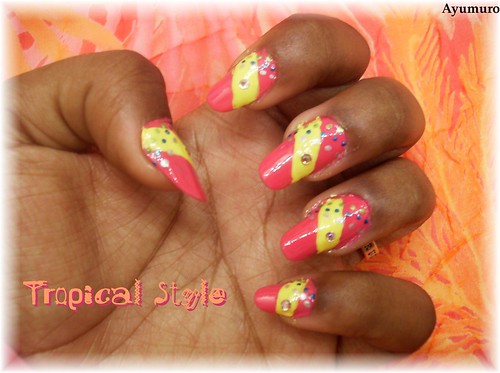 nail Tropical summer time, palm trees and pina coladas, nail polish designs, nail art designs gallery