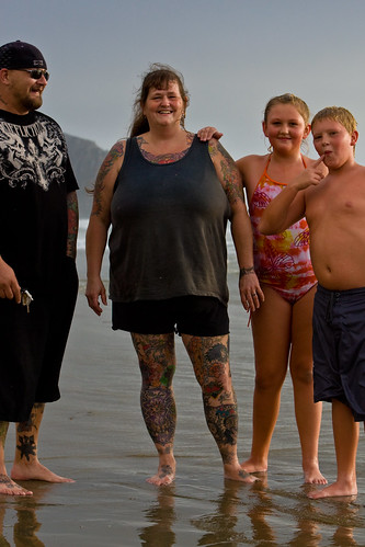 3 of 4 Tattooed Family from Bakersfield visiting Morro Strand State Beach
