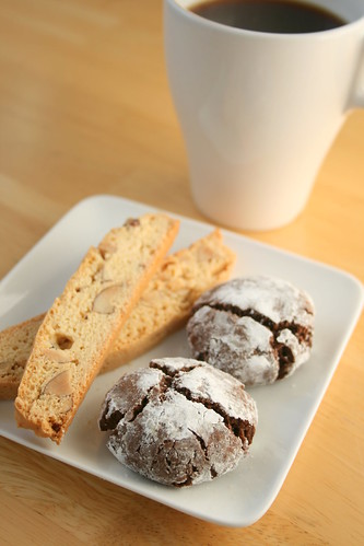 Almond Biscotti and Chocolate Crinkle Cookie
