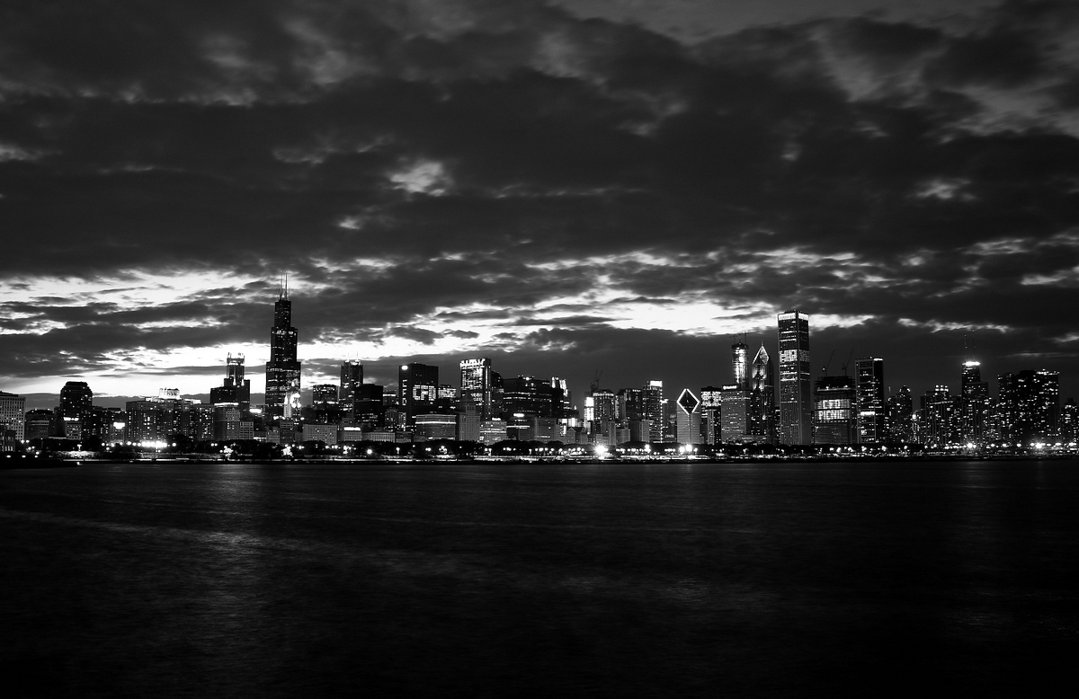 Chicago skyline night