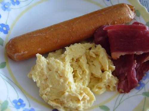 scrambled eggs and sausage
