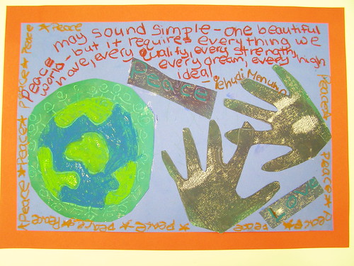 mlk quotes on peace. monotypes collaged with peace quotes 6th grade
