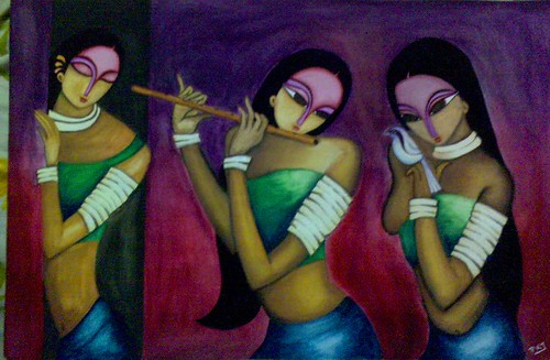 Tags: abstract art, Abstract painting, Bombay, Three girls, Three women, 