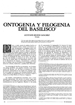 Ontogenia y filogenia del basilisco