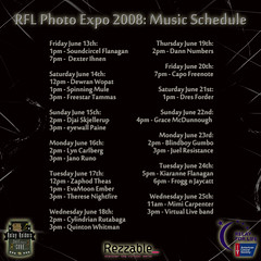 RFL Photo Expo - Music Schedule