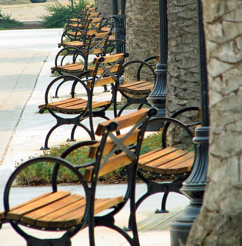 Benches in a row