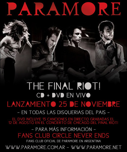 final riot paramore. The Final Riot! DVD