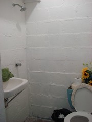 What our tiny bathroom looked like in our first apartment